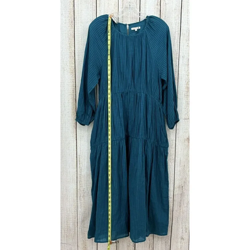 Anthropologie Sundry Stripe Dress Size 1 (Small) Long Sleeve Cotton‎ Midi Tiered